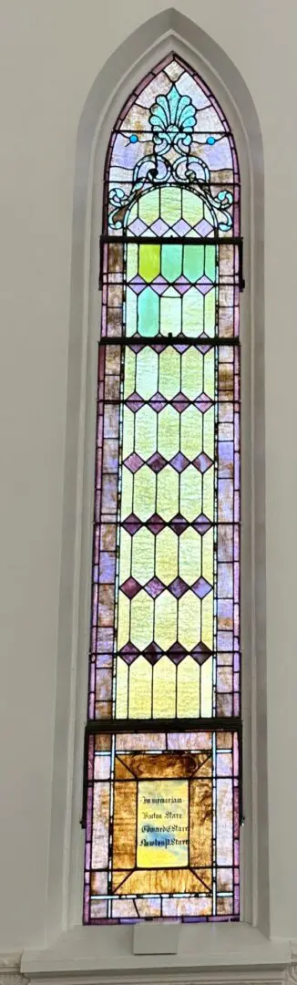 A designer pink color glass at a church