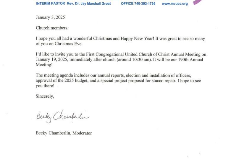 Church letterhead with rainbow logo